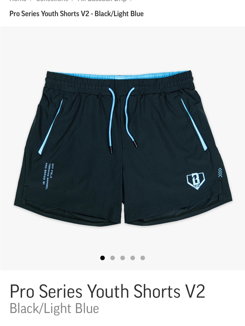 Baseball Lifestyle 101 - youth Athletic Shorts - Black/Light Blue - YL